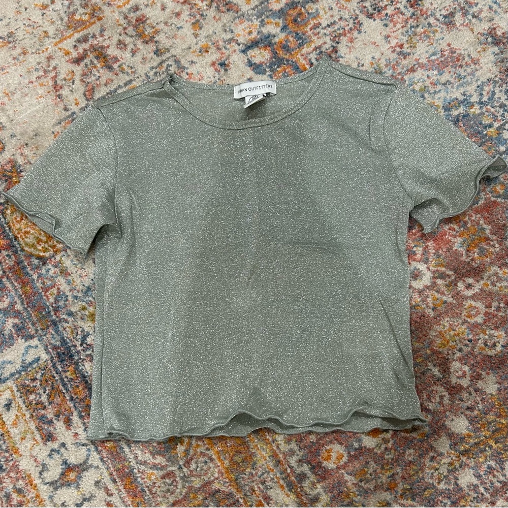 Green glitter crop top